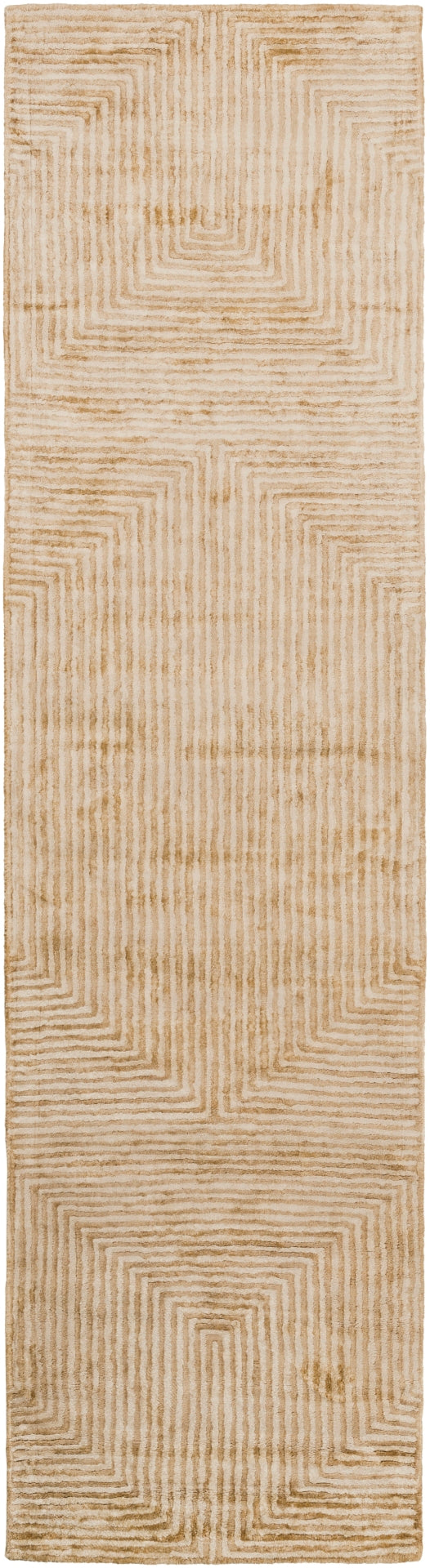 Quartz QTZ-5031 Modern Viscose Rug QTZ5031-2610 Tan, Beige 100% Viscose 2'6" x 10'