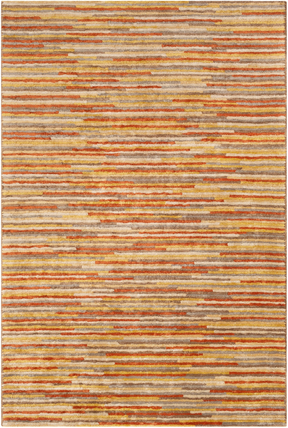 Quartz QTZ-5036 Modern Viscose Rug QTZ5036-913 Burnt Orange, Mustard, Dark Brown, Tan, Khaki 100% Viscose 9' x 13'