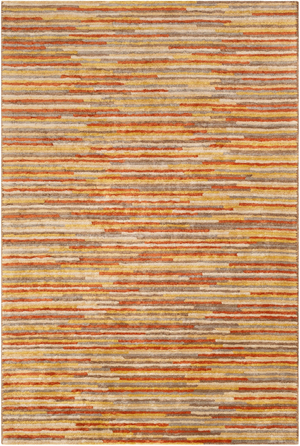 Quartz QTZ-5036 Modern Viscose Rug QTZ5036-913 Burnt Orange, Mustard, Dark Brown, Tan, Khaki 100% Viscose 9' x 13'