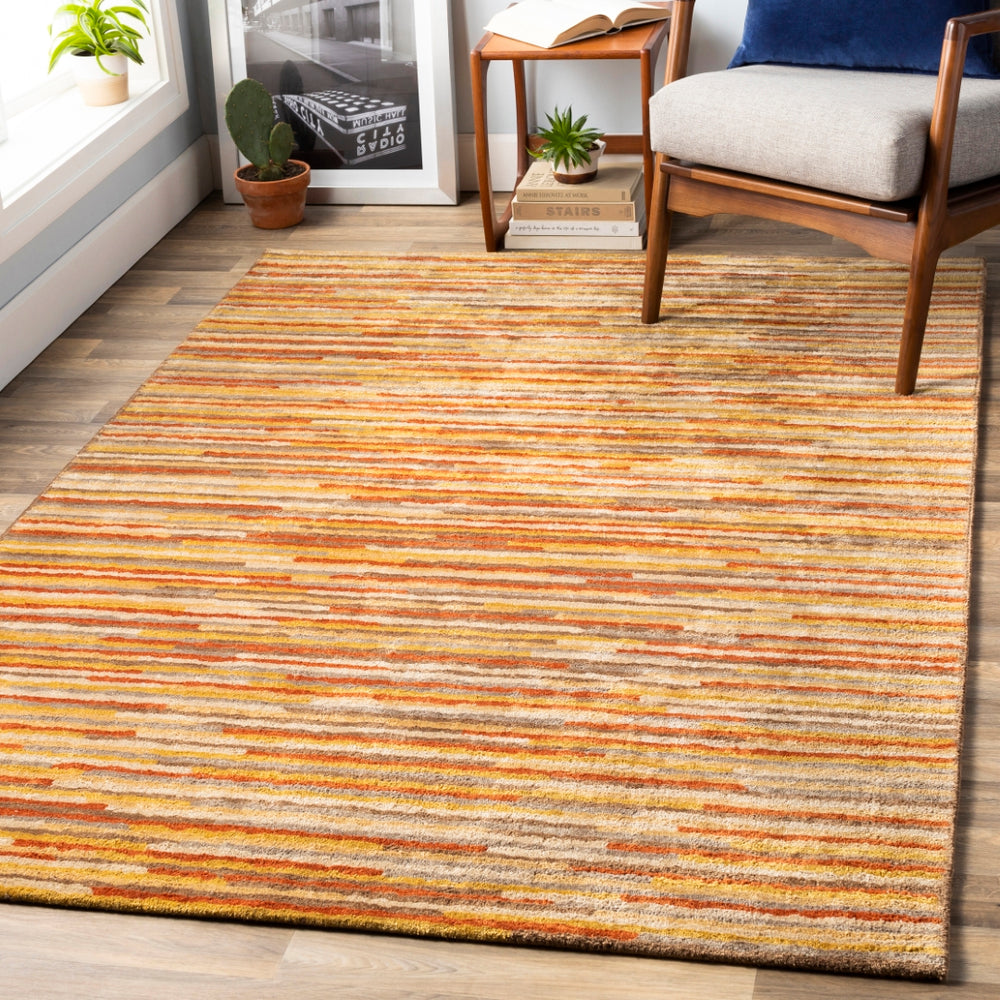 Quartz QTZ-5036 Modern Viscose Rug QTZ5036-913 Burnt Orange, Mustard, Dark Brown, Tan, Khaki 100% Viscose 9' x 13'