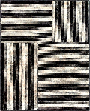 Quartz QTZ-5037 Modern Viscose Rug QTZ5037-810 Black, Ivory 100% Viscose 8' x 10'