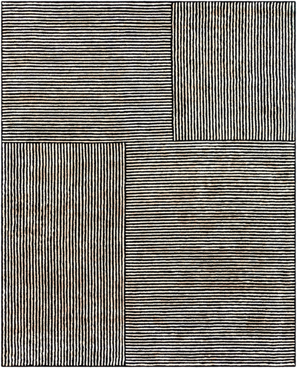 Quartz QTZ-5037 Modern Viscose Rug QTZ5037-810 Black, Ivory 100% Viscose 8' x 10'