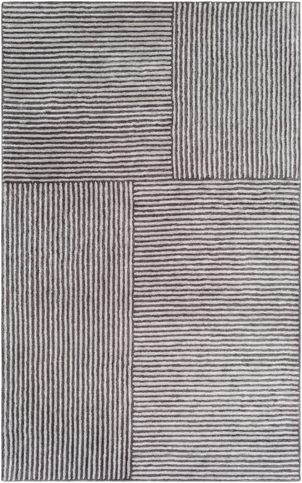 Quartz QTZ-5038 Modern Viscose Rug QTZ5038-913 Black, Medium Gray 100% Viscose 9' x 13'