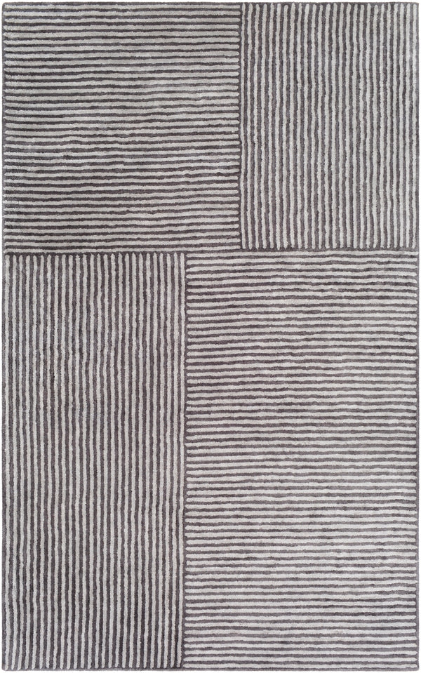 Quartz QTZ-5038 Modern Viscose Rug QTZ5038-913 Black, Medium Gray 100% Viscose 9' x 13'