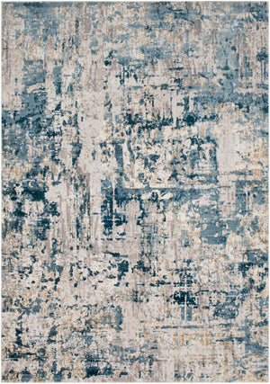 Quatro QUA-2303 Modern Polypropylene, Polyester Rug QUA2303-93123 Denim, Dark Blue, Medium Gray, Beige, Tan, White 60% Polypropylene, 40% Polyester 9' x 12'4"