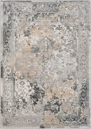 Quatro QUA-2304 Modern Polypropylene, Polyester Rug QUA2304-93123 Medium Gray, Silver Gray, Charcoal, Dark Blue, Beige, Tan 60% Polypropylene, 40% Polyester 9' x 12'4"