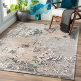 Quatro QUA-2304 Modern Polypropylene, Polyester Rug QUA2304-93123 Medium Gray, Silver Gray, Charcoal, Dark Blue, Beige, Tan 60% Polypropylene, 40% Polyester 9' x 12'4"