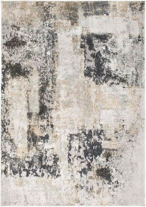 Quatro QUA-2306 Modern Polypropylene, Polyester Rug QUA2306-93123 Charcoal, Medium Gray, White, Beige, Silver Gray, Tan 60% Polypropylene, 40% Polyester 9' x 12'4"