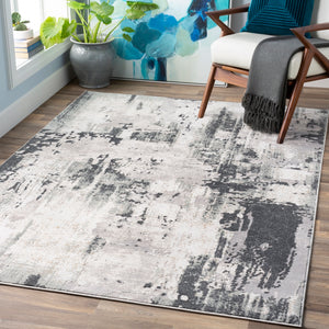 Quatro QUA-2307 Modern Polypropylene, Polyester Rug QUA2307-93123 Charcoal, Silver Gray, Medium Gray, White, Beige 60% Polypropylene, 40% Polyester 9' x 12'4"