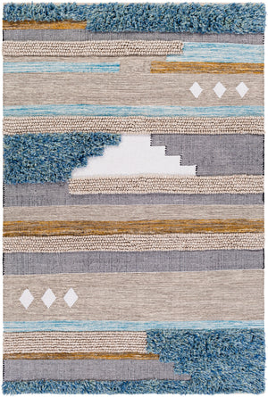 Quenby QUE-2301 Global Wool, Polyester, Cotton Rug QUE2301-81012 Black, White, Mustard, Dark Brown, Charcoal, Beige, Dark Blue, Navy, Aqua, Mint, Taupe, Sky Blue, Light Gray, Ivory 55% Wool, 25% Polyester, 20% Cotton 8'10" x 12'