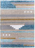 Quenby QUE-2301 Global Wool, Polyester, Cotton Rug QUE2301-810 Black, White, Mustard, Dark Brown, Charcoal, Beige, Dark Blue, Navy, Aqua, Mint, Taupe, Sky Blue, Light Gray, Ivory 55% Wool, 25% Polyester, 20% Cotton 8' x 10'