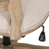 Noble House Scilley French Country Upholstered Swivel Office Chair, Beige and Natural
