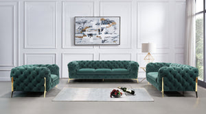 VIG Furniture Divani Casa Quincey - Transitional Emerald Green Velvet Sofa Set VGKNK8520-GRN-SET