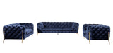 VIG Furniture Divani Casa Quincey - Transitional Blue Velvet Sofa Set VGKNK8520-BLU-SET