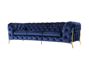 VIG Furniture Divani Casa Quincey - Transitional Blue Velvet Sofa VGKNK8520-BLU-S VGKNK8520-BLU-S