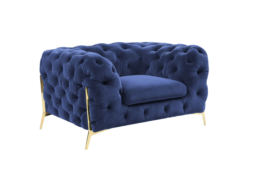 VIG Furniture Divani Casa Quincey - Transitional Blue Velvet Chair VGKNK8520-BLU-CH