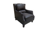 Porter Designs Garnett Crackle Leather Club Style Transitional Chair Black 02-201-06-522