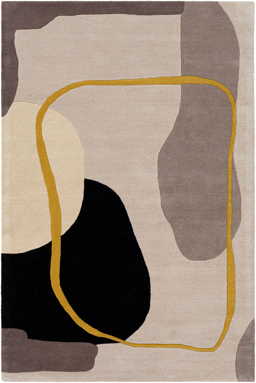 Queens QUN-2303 Modern Wool Rug QUN2303-81012 Saffron, Light Gray, Cream, Medium Gray, Charcoal 100% Wool 8'10" x 12'