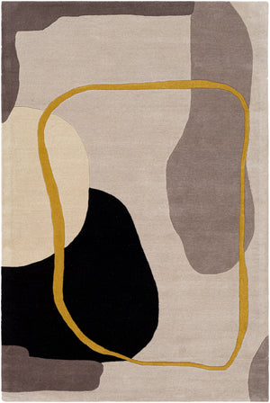 Queens QUN-2303 Modern Wool Rug QUN2303-81012 Saffron, Light Gray, Cream, Medium Gray, Charcoal 100% Wool 8'10" x 12'