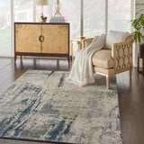 Nourison Artworks ATW05 Artistic Machine Made Loom-woven Indoor only Area Rug Ivory/Navy 5'6" x 8' 99446710932