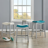 Grover Leatherette Counter Stool Matte Turquoise