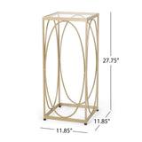 Bennion Modern Glam Glass Top End Table, Champagne Gold and Black Noble House