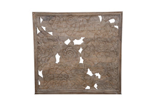Porter Designs Dahlia Hand Carved Motif Queen Vintage Bed Brown 04-196-15-8436-KIT