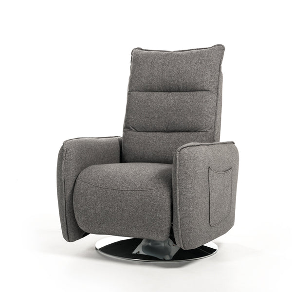 VIG Furniture Divani Casa Fairfax Modern Grey Fabric Recliner Chair VGMB-R033-GRY