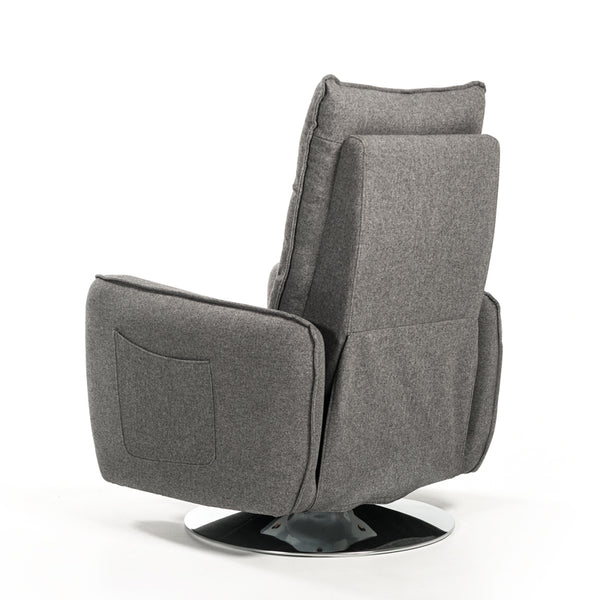 VIG Furniture Divani Casa Fairfax Modern Grey Fabric Recliner Chair VGMB-R033-GRY