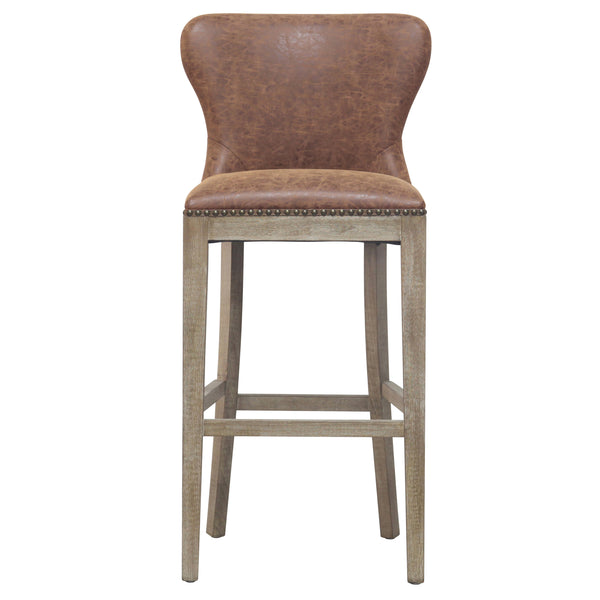 Dorsey Faux Leather Bar Stool – Stylish, Distressed Design for Modern or Transitional Spaces, 30” Height