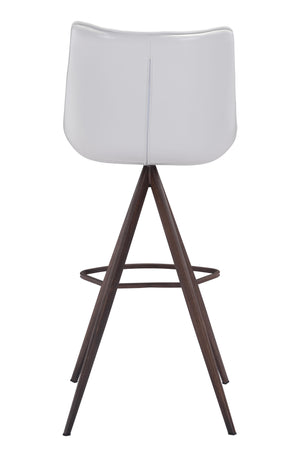 Zuo Modern Aki 100% Polyurethane, Plywood, Steel Modern Commercial Grade Barstool Set - Set of 2 White, Walnut 100% Polyurethane, Plywood, Steel