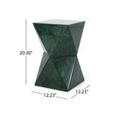 Aami Tempered Glass Hourglass Side Table, Malachite Finish Noble House