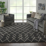 Nourison Geometric Shag GOS01 Moroccan Machine Made Power-loomed Indoor only Area Rug Charcoal 7'10" x 9'10" 99446482181