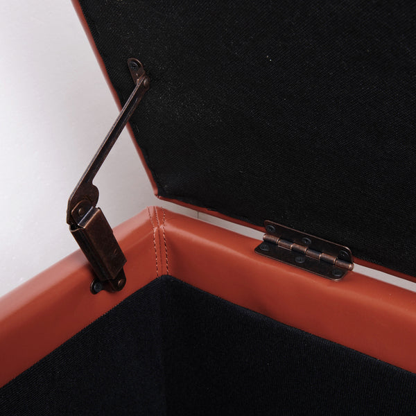 Julian Stylish Rectangular Bonded Leather Storage Ottoman with Biscuit Tufting for Home Organization