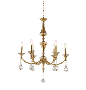 Bethel Stain Brass Chandelier in Iron & Crystal