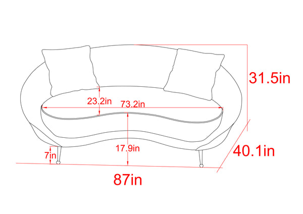 Pasargad Luna Collection Textured Fabric Curved Sofa, Mocha SOFA-DS0440M-PASARGAD