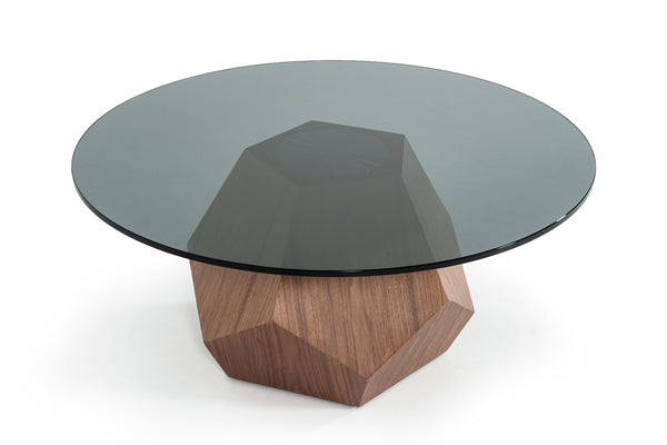 VIG Furniture Modrest Rackham Modern Walnut & Smoked Glass Coffee Table VGBBL1602A