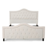 Noble House Virgil Ivory Fabric Fully Upholstered Queen Bed Set