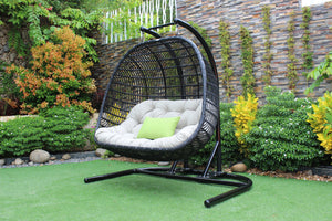 VIG Furniture Renava San Juan Outdoor Black & Beige Hanging Chair VGATRAHM-026