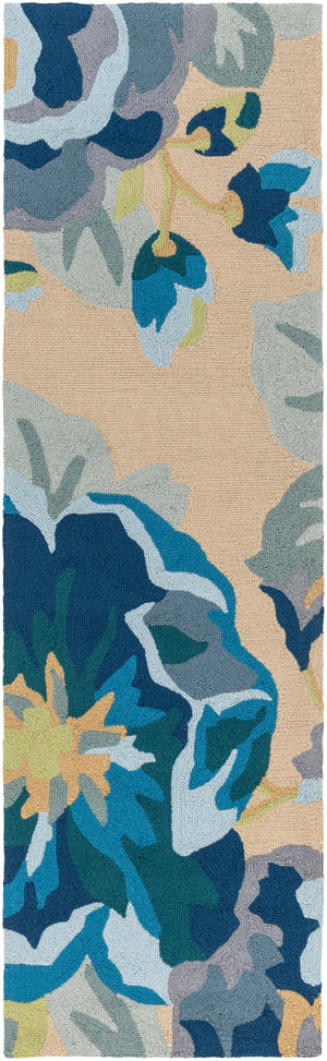 Rain RAI-1231 Cottage Polypropylene Rug RAI1231-268 Beige, Sky Blue, Bright Blue, Lime 100% Polypropylene 2'6" x 8'