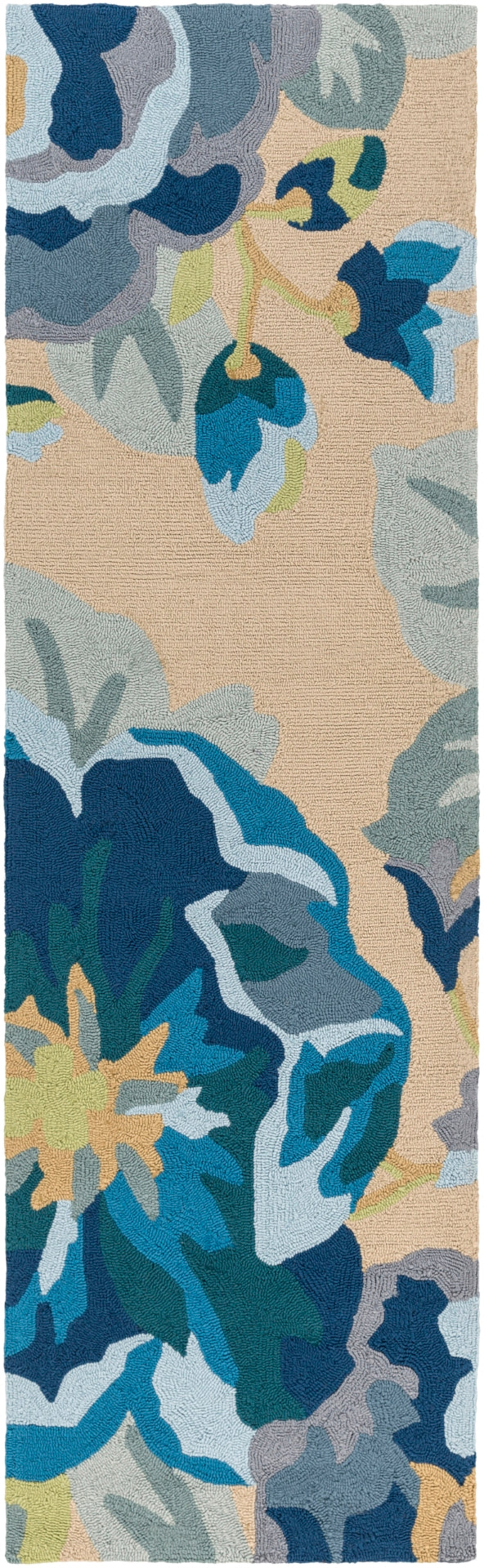 Rain RAI-1231 Cottage Polypropylene Rug RAI1231-268 Beige, Sky Blue, Bright Blue, Lime 100% Polypropylene 2'6" x 8'