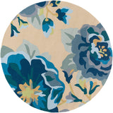 Rain RAI-1231 Cottage Polypropylene Rug RAI1231-8RD Beige, Sky Blue, Bright Blue, Lime 100% Polypropylene 8' Round