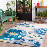 Rain RAI-1231 Cottage Polypropylene Rug RAI1231-912 Beige, Sky Blue, Bright Blue, Lime 100% Polypropylene 9' x 12'