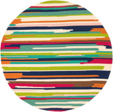 Rain RAI-1271 Modern Polypropylene Rug RAI1271-8RD Camel, Navy, Bright Pink, Cream, Emerald, Bright Orange, Blush 100% Polypropylene 8' Round