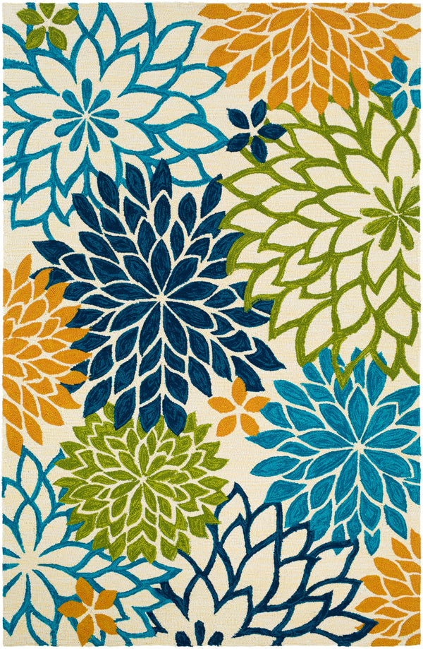 Rain RAI-1279 Modern Polypropylene Rug RAI1279-912 Grass Green, Navy, Sky Blue, Burnt Orange, Cream 100% Polypropylene 9' x 12'