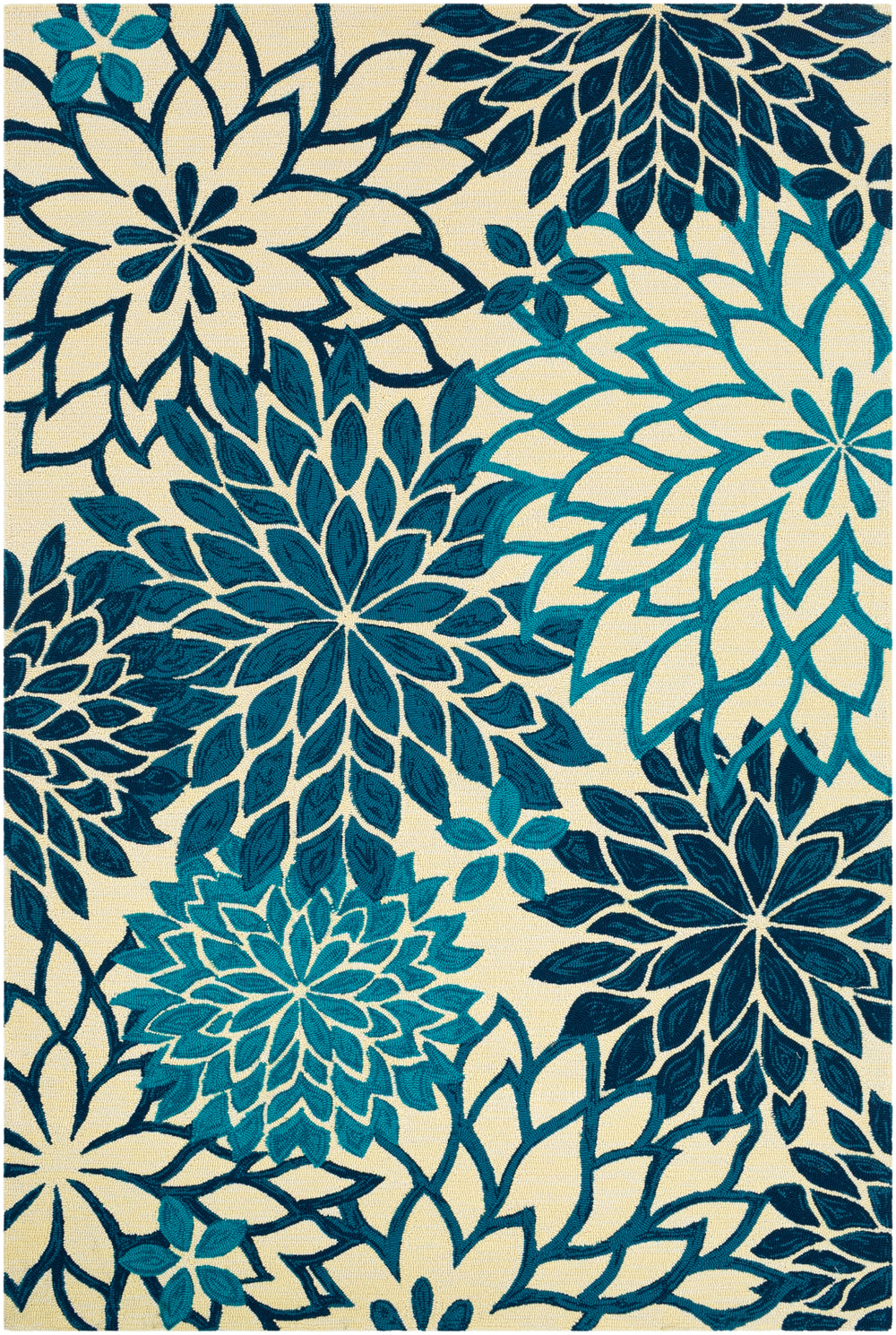 Rain RAI-1280 Modern Polypropylene Rug RAI1280-912 Navy, Bright Blue, Sky Blue, Cream 100% Polypropylene 9' x 12'