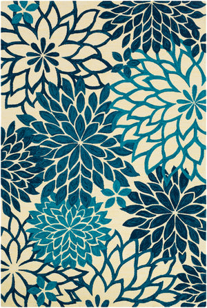 Rain RAI-1280 Modern Polypropylene Rug RAI1280-912 Navy, Bright Blue, Sky Blue, Cream 100% Polypropylene 9' x 12'