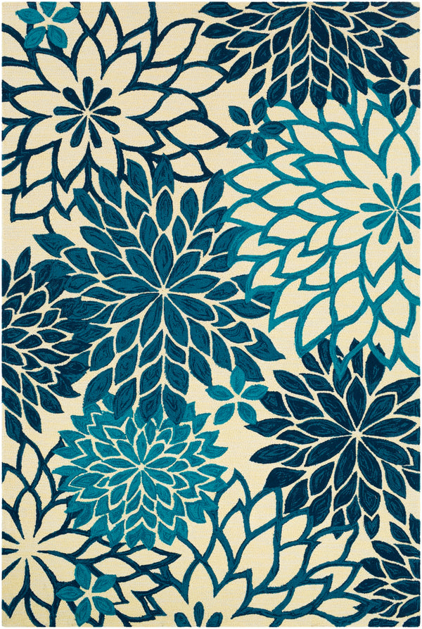 Rain RAI-1280 Modern Polypropylene Rug RAI1280-912 Navy, Bright Blue, Sky Blue, Cream 100% Polypropylene 9' x 12'