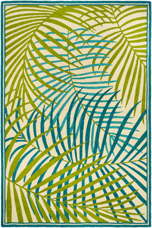 Rain RAI-1286 Coastal Polypropylene Rug RAI1286-912 Grass Green, Sky Blue, Cream 100% Polypropylene 9' x 12'