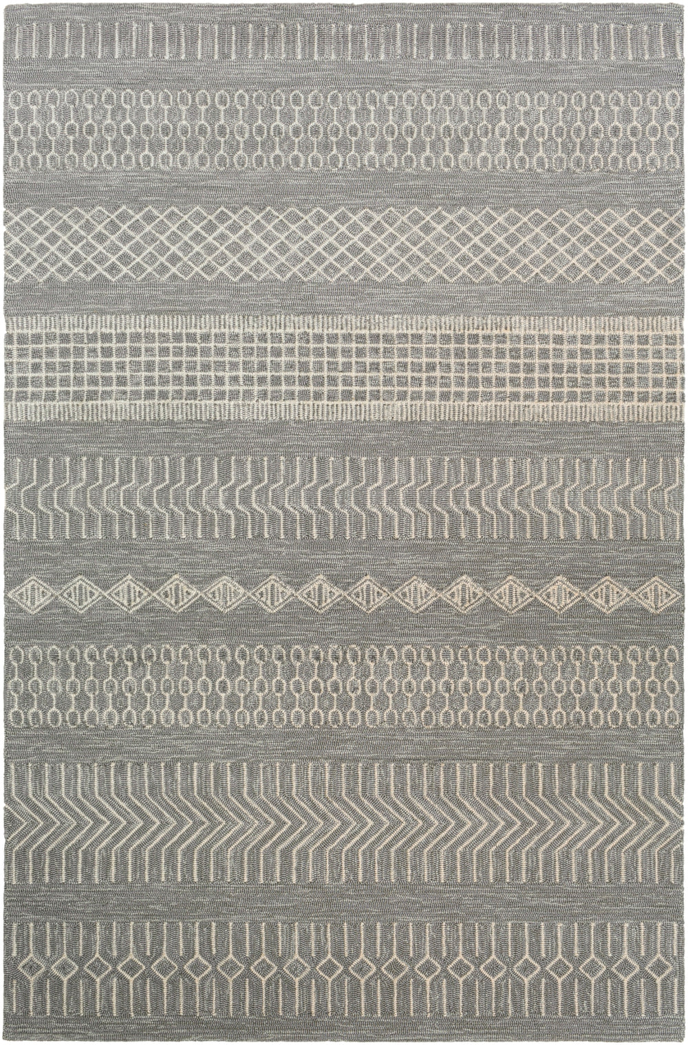 Rain RAI-1287 Global Polypropylene Rug RAI1287-912 Medium Gray, Cream 100% Polypropylene 9' x 12'
